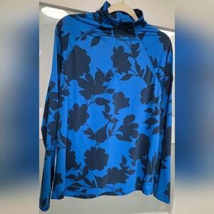 G/FORE Blue Floral Long Sleeve Tee with Navy Print